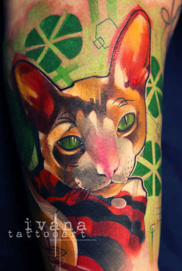 Amazing 3D cat tattoo