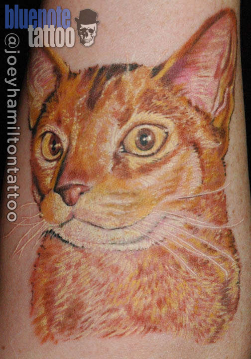 3D happy cat tattoo