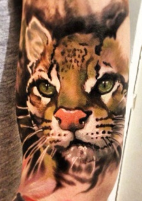 3D painted cat tattoo