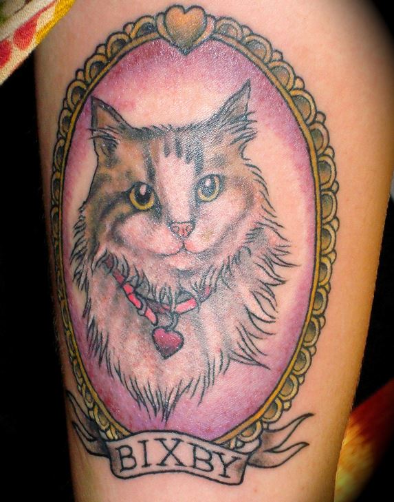 realistic 3D cat tattoo