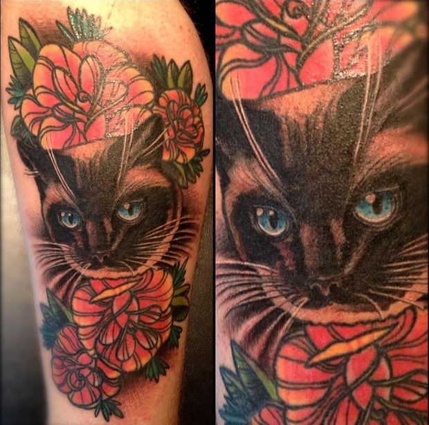 amazing 3d cat tattoo